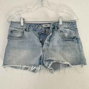Button Up Distressed Denim Shorts | Size 27